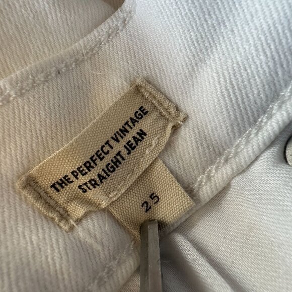 Madewell Womens 25 Jeans The Perfect Vintage Straight Rip Raw Hem White - Picture 8 of 9